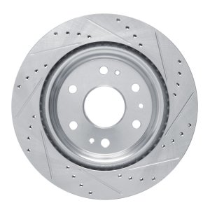 Chevrolet Colorado Brake Rotor (1) - Rear Left - R1 Concepts - Drilled & Slotted - Silver - `23-`25